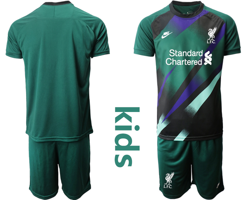Youth 2020-2021 club Liverpool green goalkeeper blank Soccer Jerseys